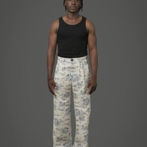 Pleated Front Trousers With Elasticated Back Pockets In Off-White