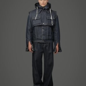 padded Colorless jean style jacket with detachable storm flap with hood