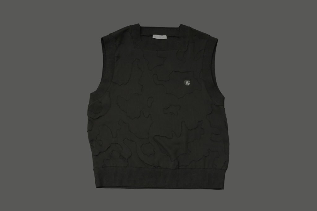 Black patchwork organza tank top